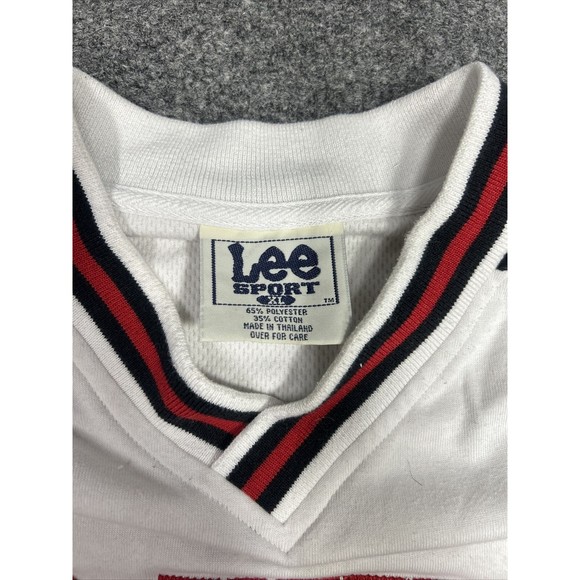 Vintage Lee Sport NHL Detroit Red Wings White V-Neck Spellout Sweatshirt Size XL - Picture 6 of 10